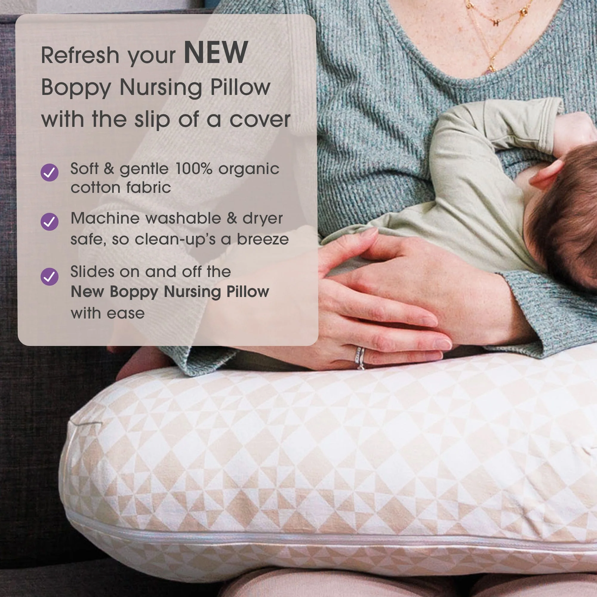 New Boppy Nursing Pillow Organic Cotton Cover - Image 8